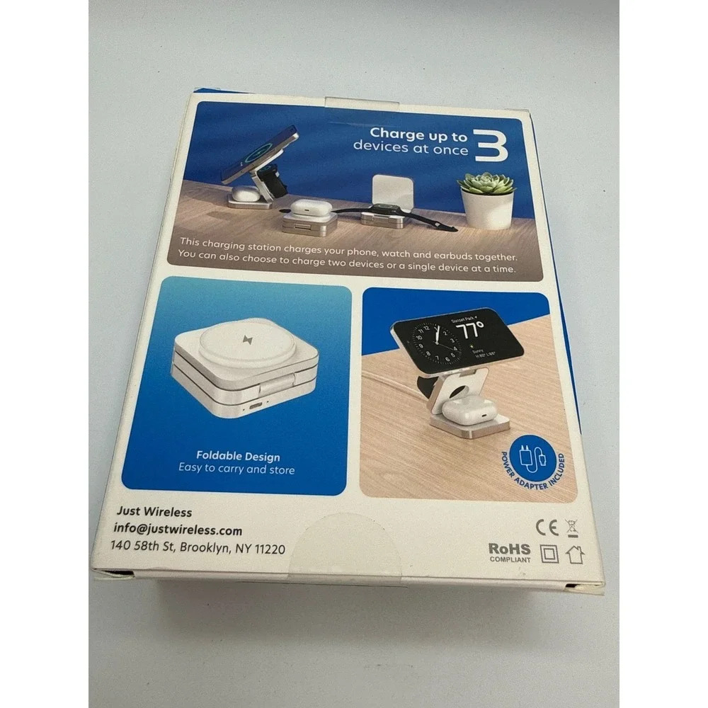 Just Wireless 3-in-1 Charging Station Unisex OS Silver New 20W Foldable Stand